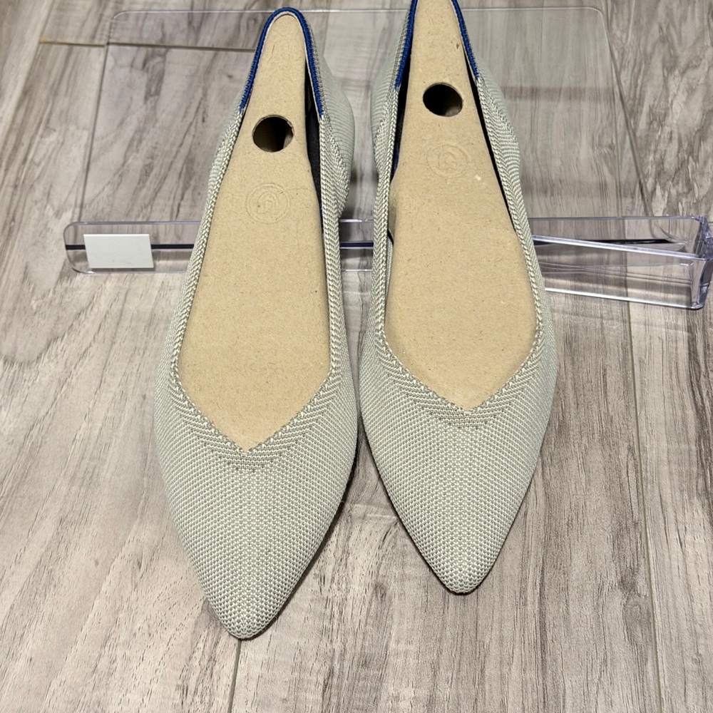 Rothy’s Pointed Knit Ballet Flats in Light Gray